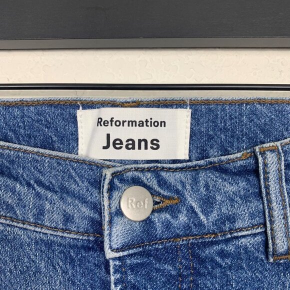 Reformation Cynthia High Rise Straight Leg Jeans Size 28 Blue 5-Button Fly - Picture 5 of 10